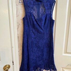 Guess Navy Blue Asymmetrical Lace Dress